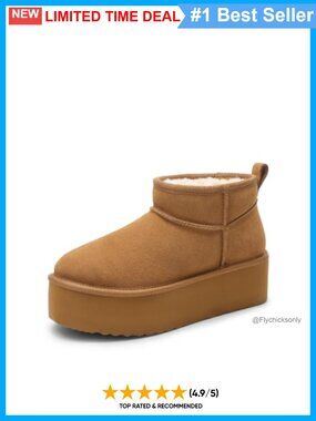 Suede Platform Mini Snow Boots Faux Fur Lined Water-Resistant Ankle Boots